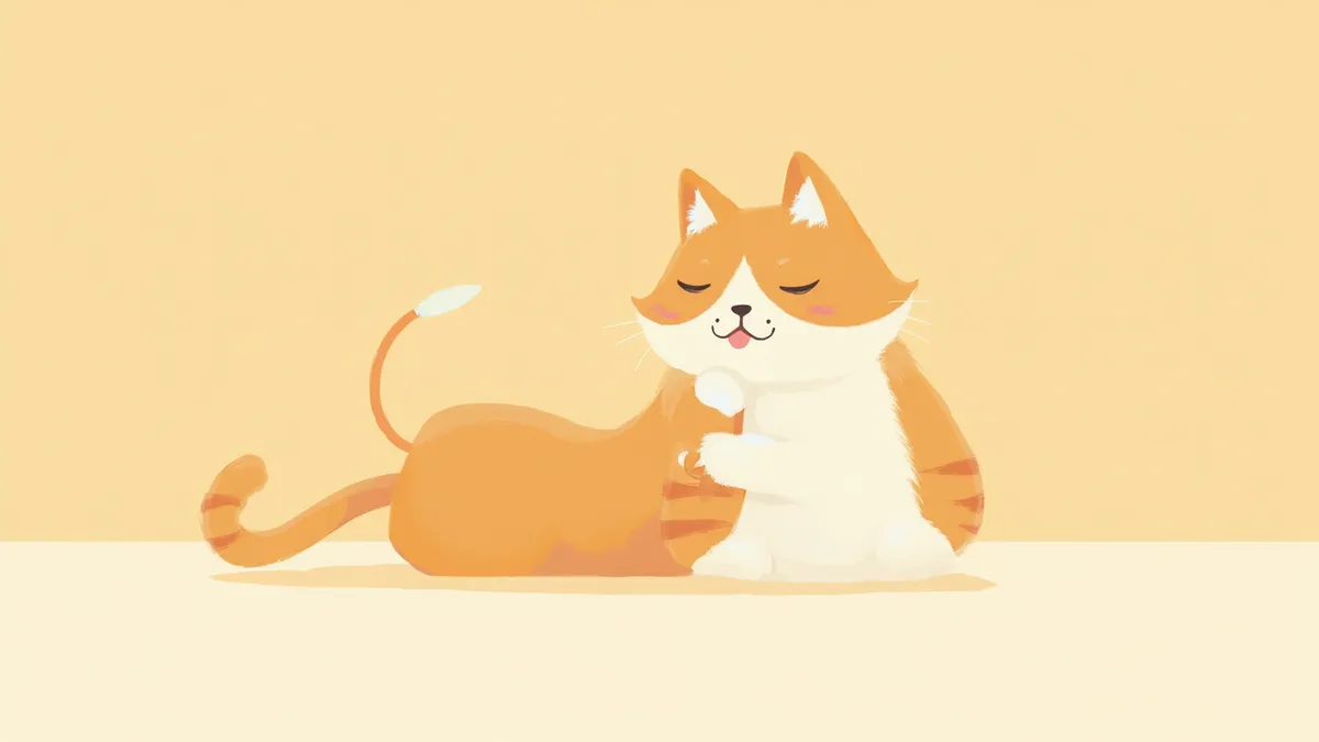 스스로 그루밍하는 고양이 일러스트