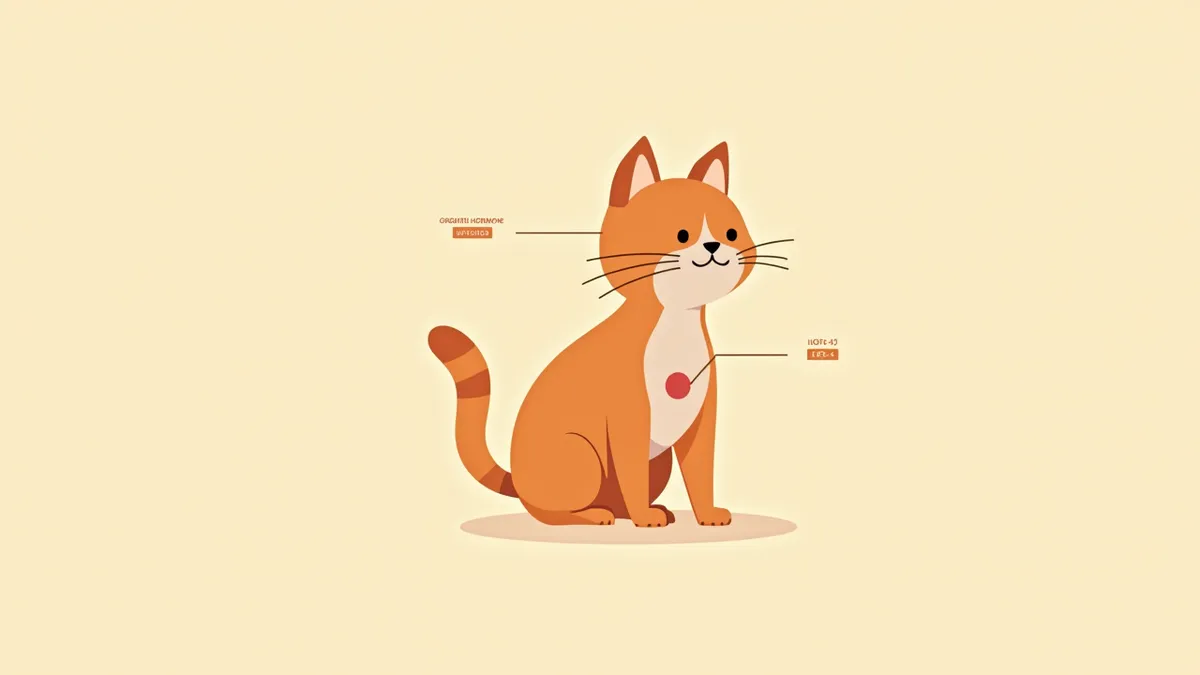 고양이 뇌하수체 종양과 성장호르몬 분비 과다를 보여주는 해부학적 그림