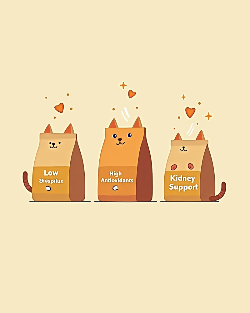 고양이 아밀로이드성 신증 관리용 식이제품의 주요 성분을 강조한 비교 그림