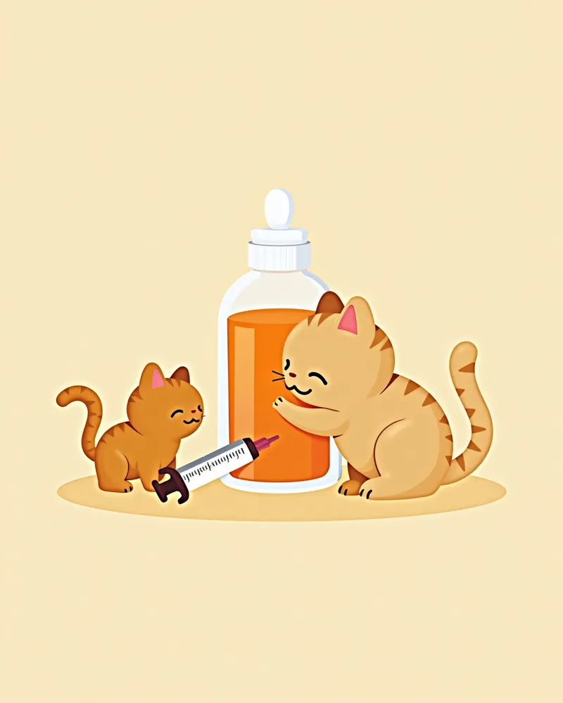 고양이 액상 구충제 복용 장면