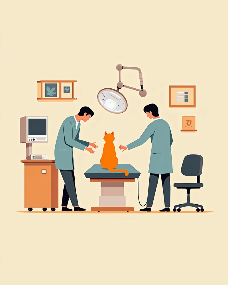 고양이가 전문 마취 장비를 사용해 치과 처치 중인 모습
