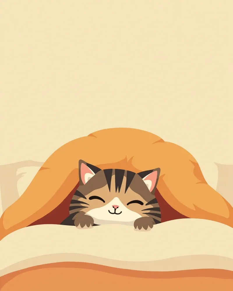 침대 밑에 숨어 있는 스트레스 받은 고양이