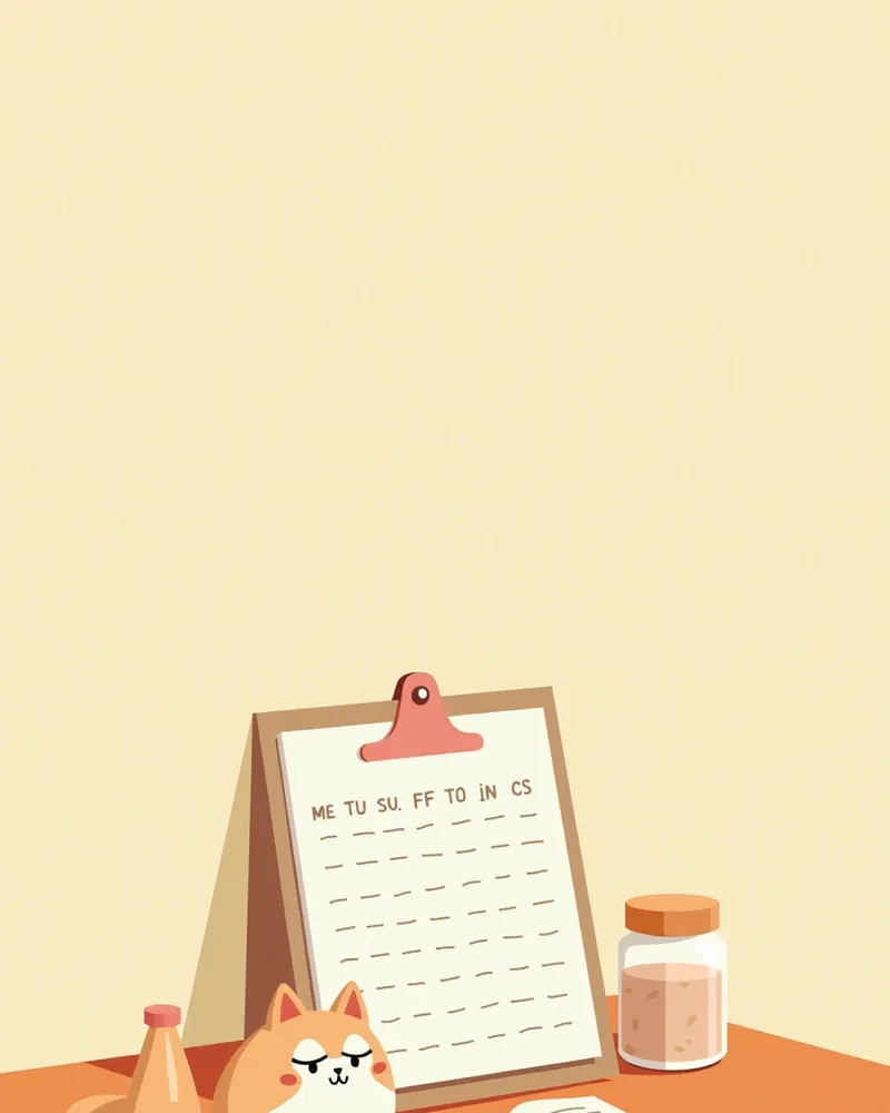 고양이 심장 관리 일지 작성 장면