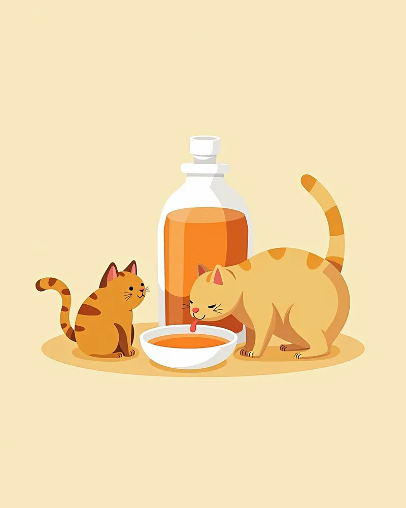 액상 영양제를 마시는 고양이의 모습