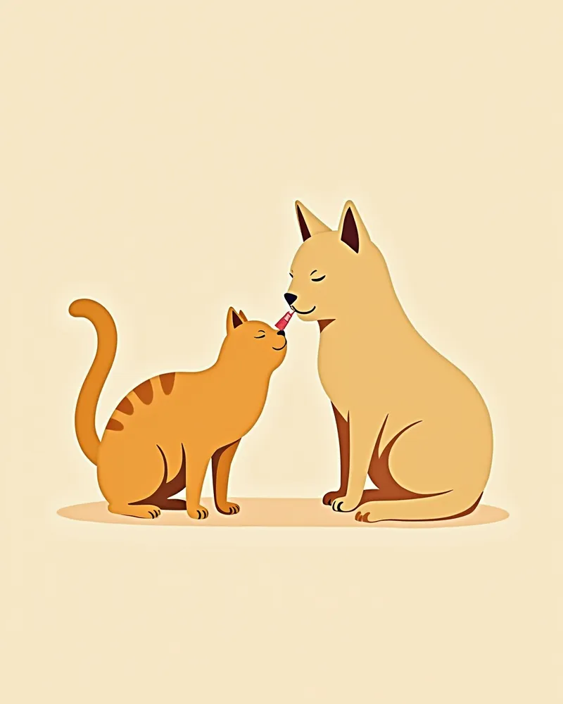 수의사가 고양이 코에 약을 떨어뜨리는 모습