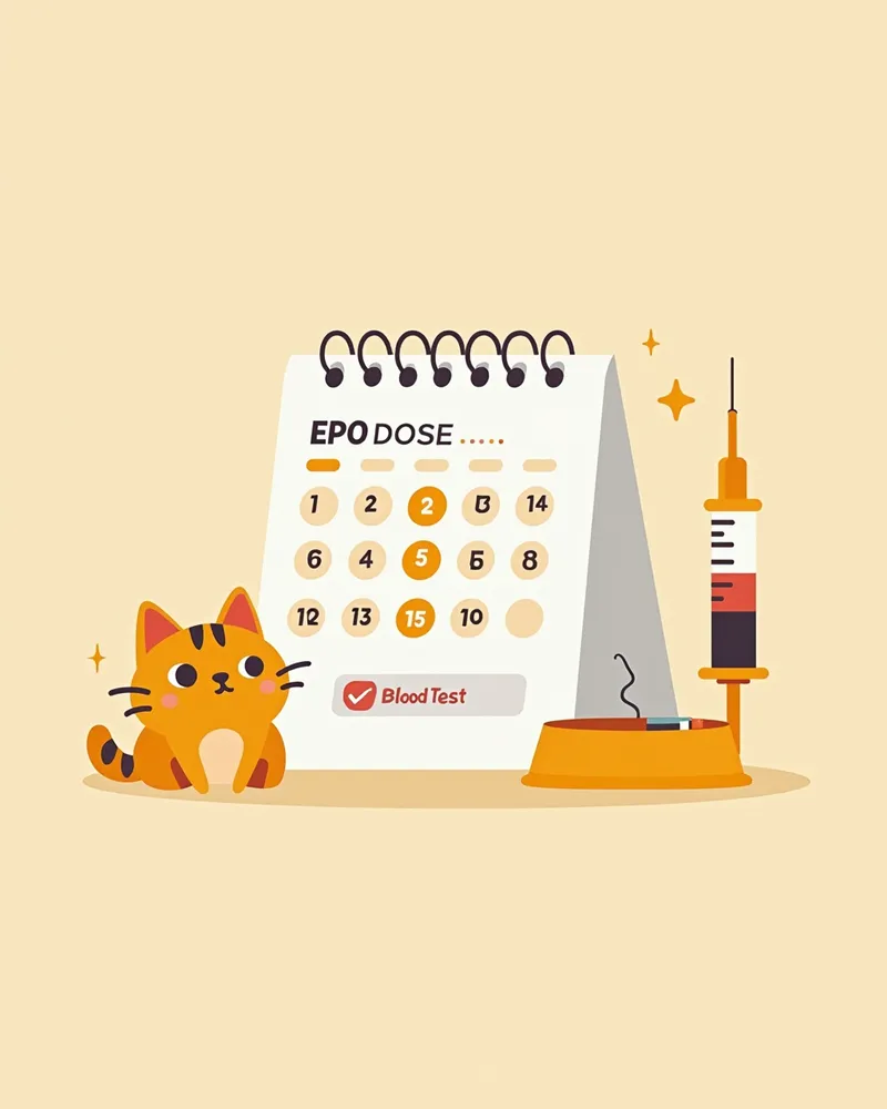고양이 EPO 보충제 복용 일정과 혈액 검사 일정을 기록하는 캘린더