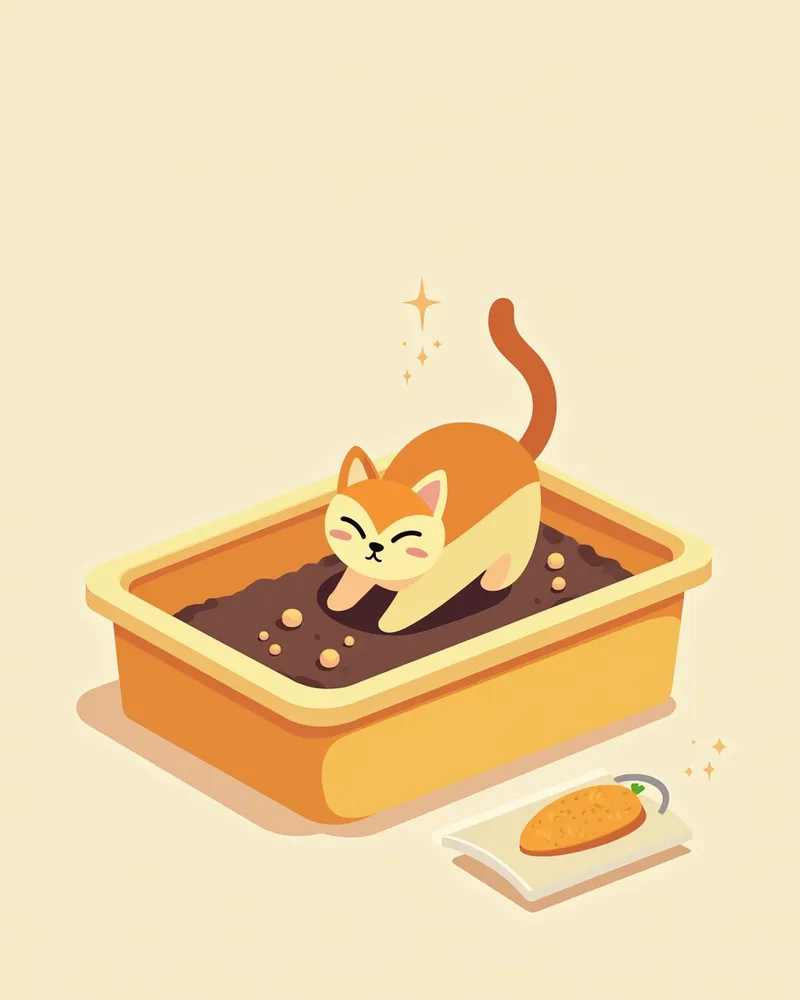 청결한 고양이 화장실과 소독제가 준비된 모습