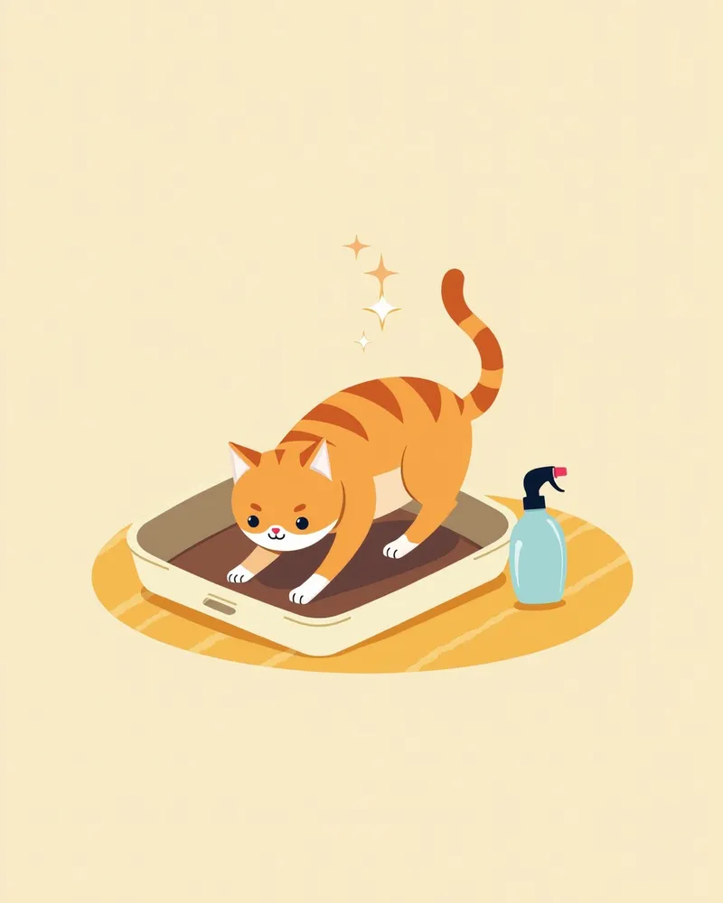 고양이 배변통 청소 및 소독 이미지