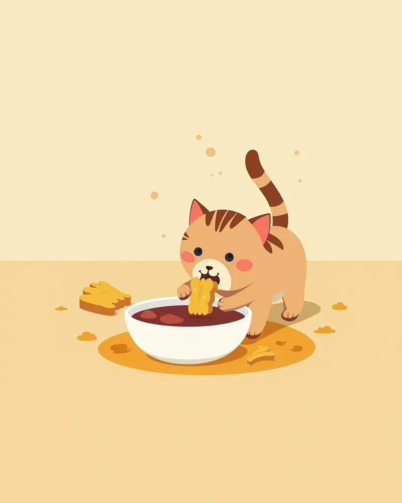부드러운 치아 관리 간식을 먹는 고양이