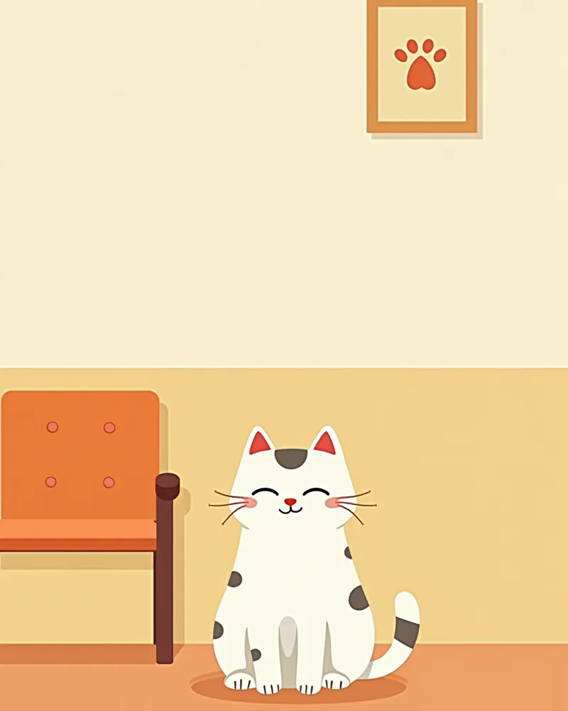 조용한 병원 대기실에 있는 고양이
