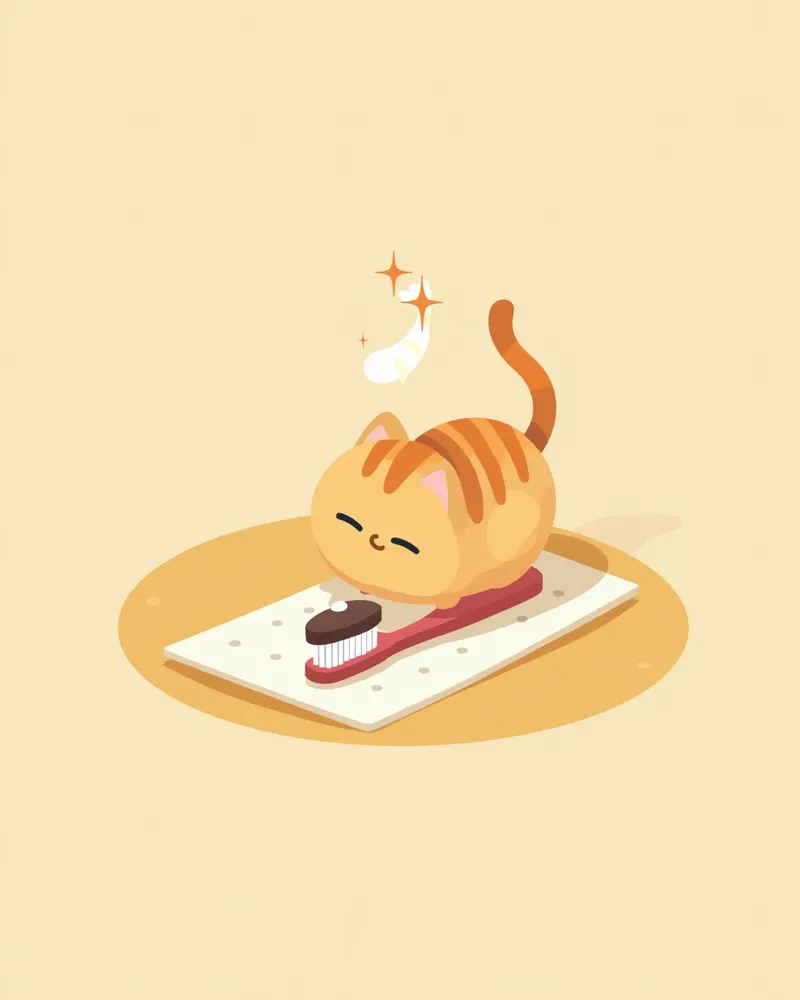 고양이 치아 브러시와 치약 세트