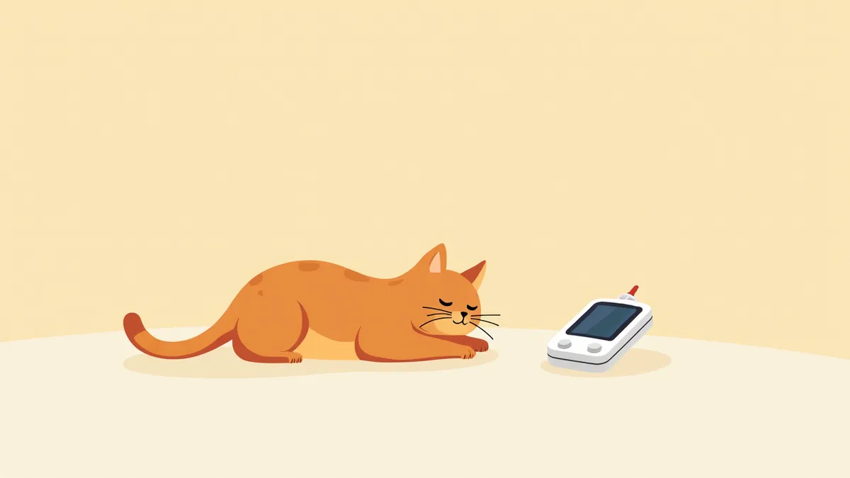 고양이 당뇨병 관리를 위한 혈당 모니터링 장면