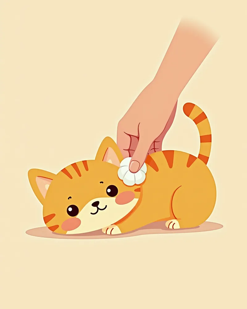 고양이 귀 청소 후 닦는 모습