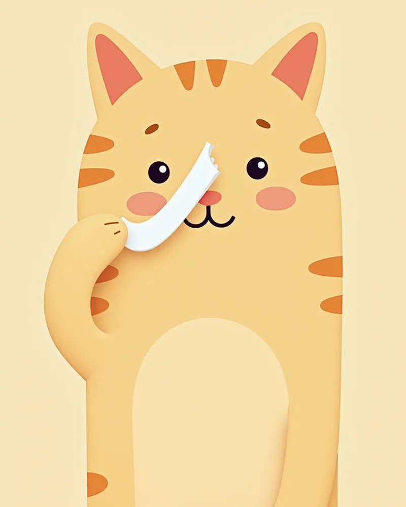 고양이 눈물 티슈 사용 중