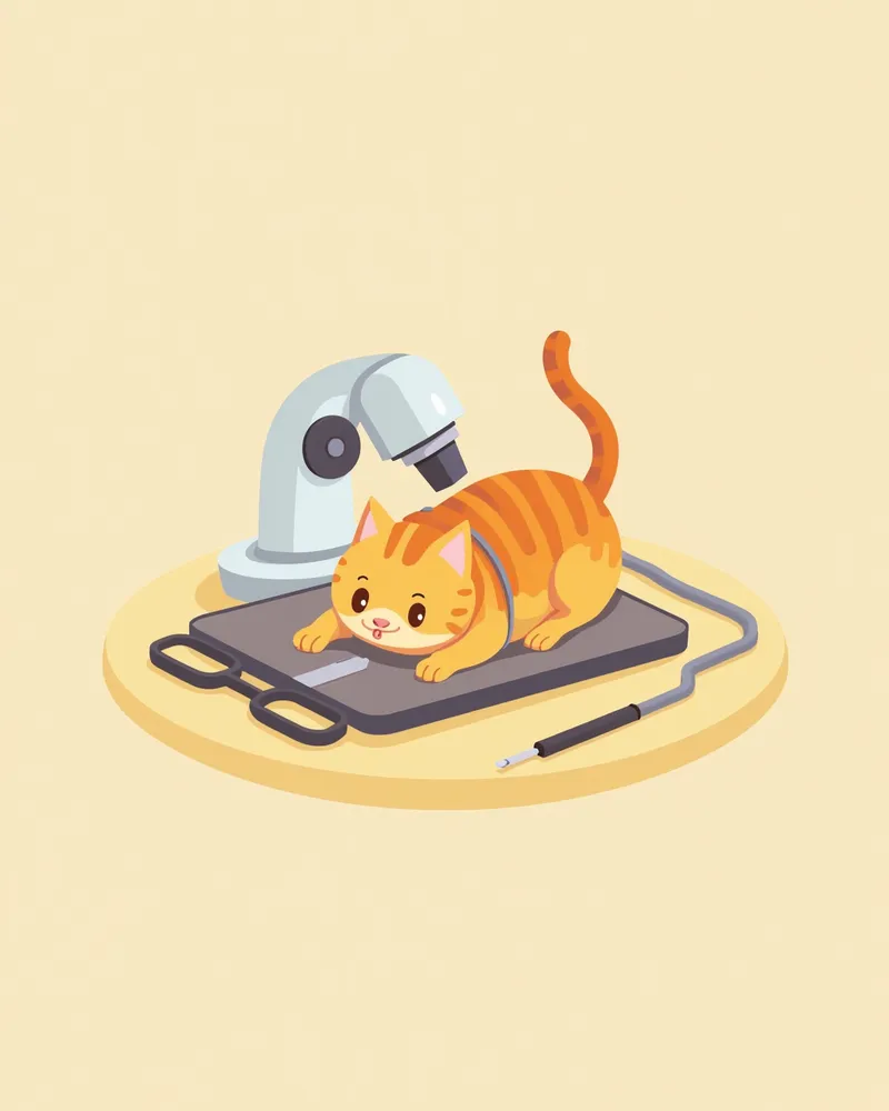 고양이 안검 수술 중인 모습