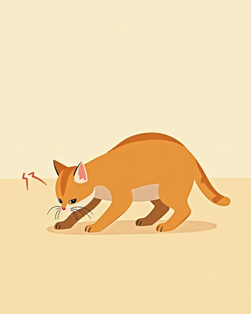 호흡이 불편해 웅크린 자세를 취한 고양이