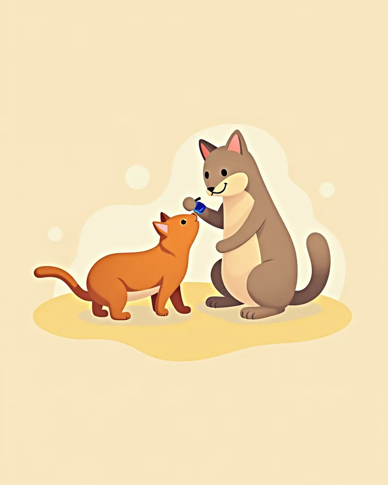 고양이 칼리시바이러스로 인한 입안 궤양을 진찰하는 수의사