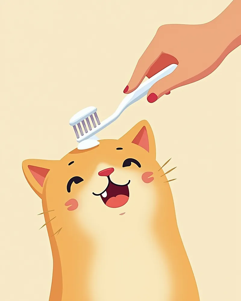 손가락으로 고양이 치아에 구강 젤 발라주는 모습
