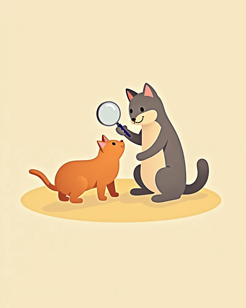 수의사가 고양이 주사 부위를 점검하는 장면