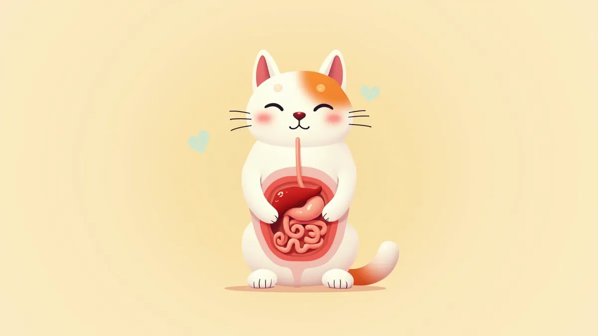 고양이 삼장기 질환의 주요 장기 위치와 염증 부위를 보여주는 해부도