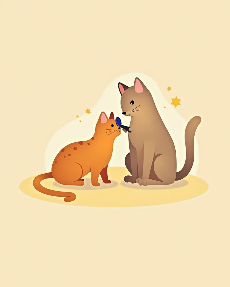 수의사가 고양이 눈을 검사하는 모습
