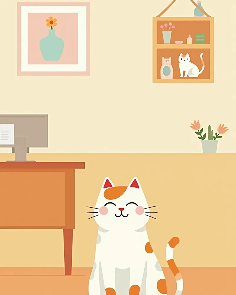 고양이 친화적인 분위기의 수의원 내부, 조용하고 따뜻한 분위기