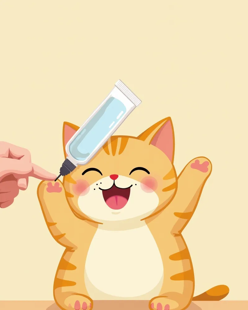 손가락에 묻힌 치약을 핥는 고양이