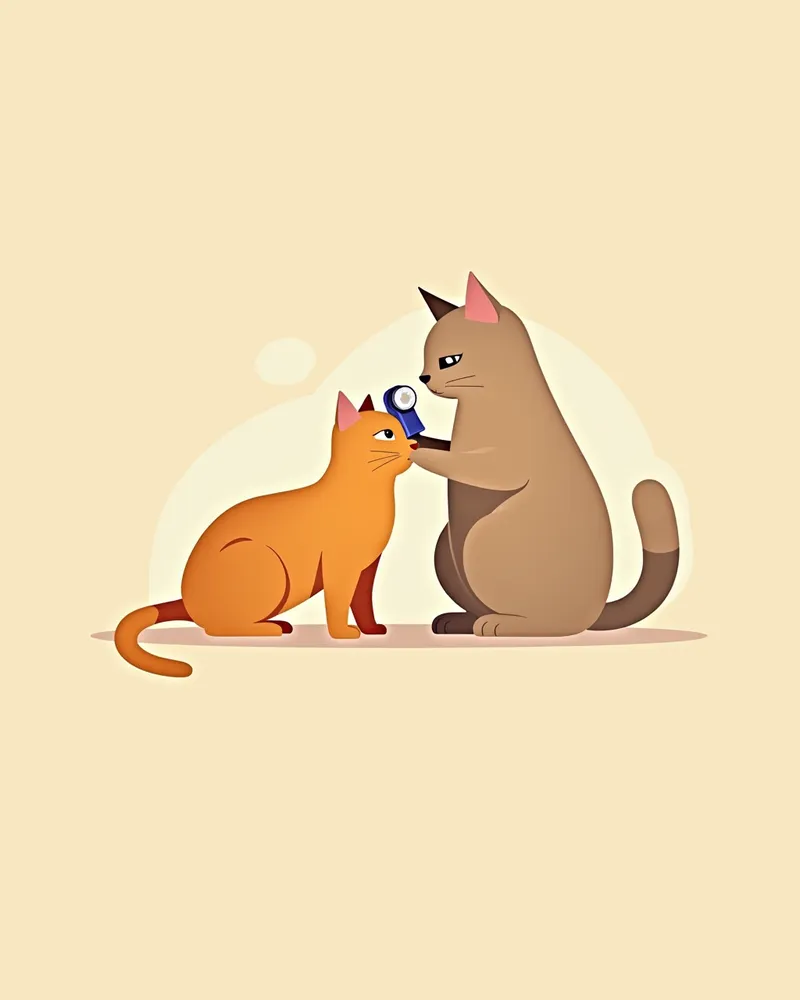 수의사가 고양이 눈 압력을 측정하는 모습