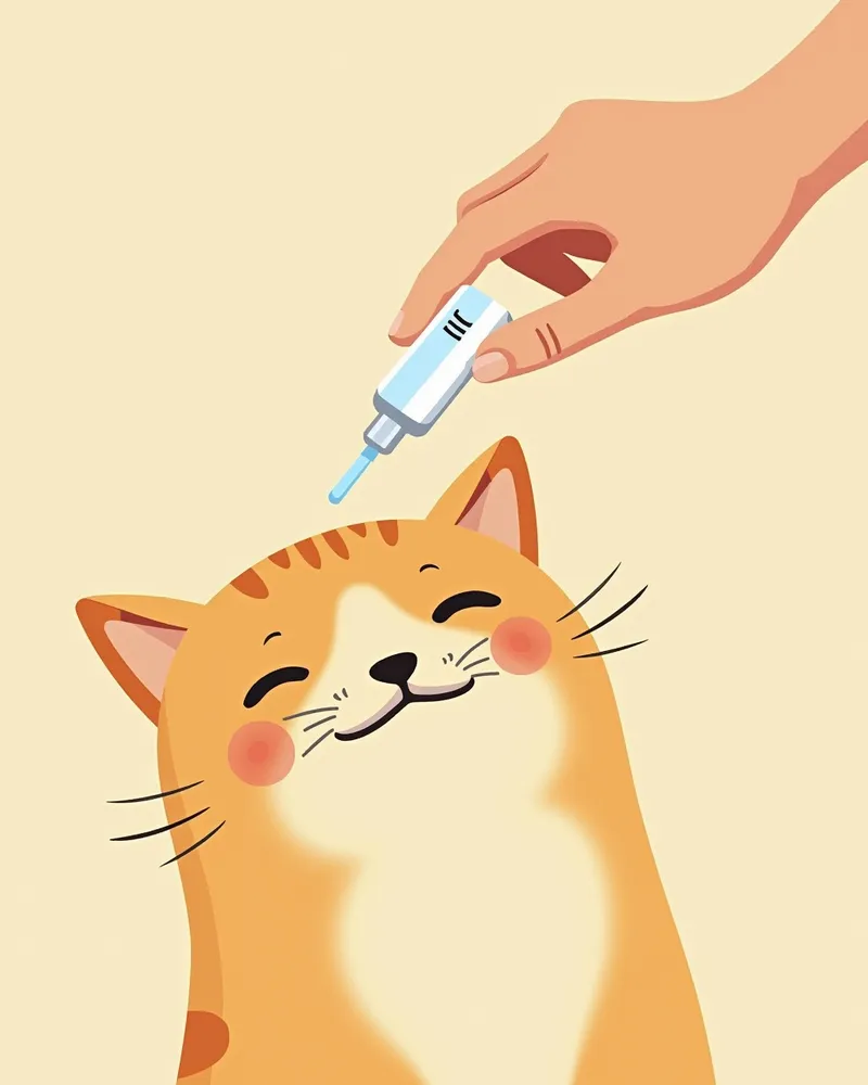 고양이 머리를 가볍게 잡고 안약을 떨어뜨리는 모습
