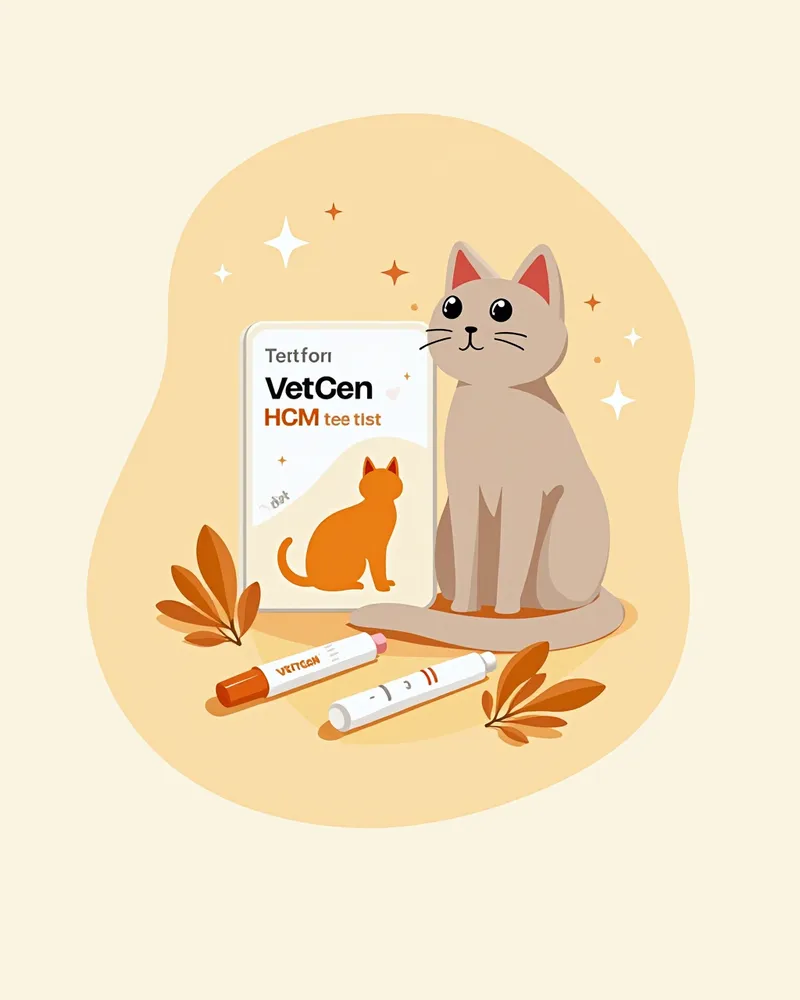 VetGen 메인 코온/랙돌 심장병 유전자 검사 키트, 고양이 실루엣과 DNA 스트랜드 그래픽이 있는 전문적인 포장