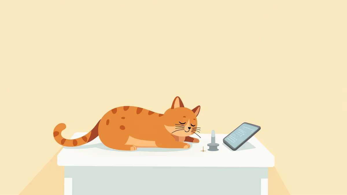 고양이 간 종양 진단을 위한 수의사 검진 장면