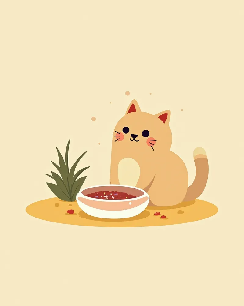 고양이 간 종양 관리를 위한 수분과 식사 관리 장면