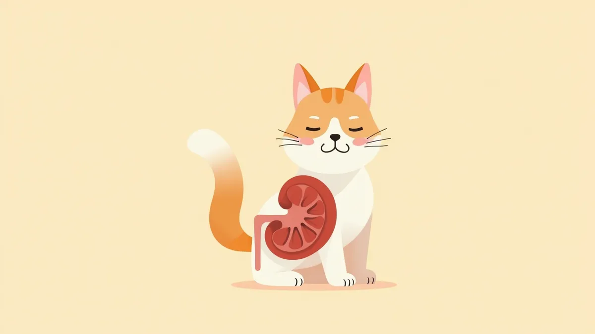 고양이 신장에 물이 차는 수신증을 보여주는 해부학적 그림