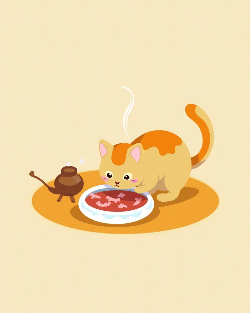 고양이 전용 신장 식이 사료와 물이 함께 놓인 이미지