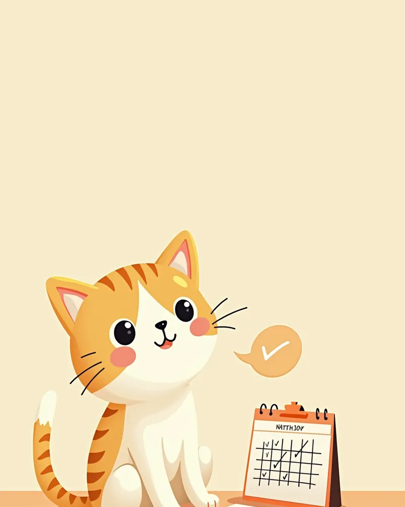 고양이의 약 복용 기록과 검사 일정이 적힌 노트