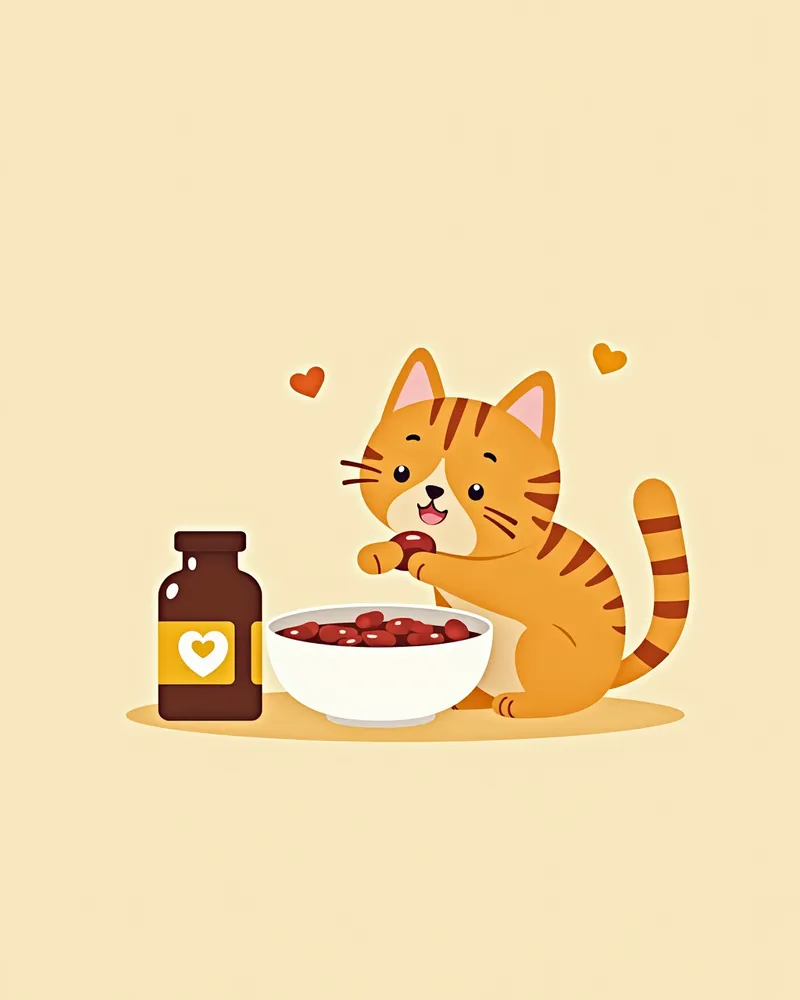고양이 심장 건강 보조제 섭취 이미지