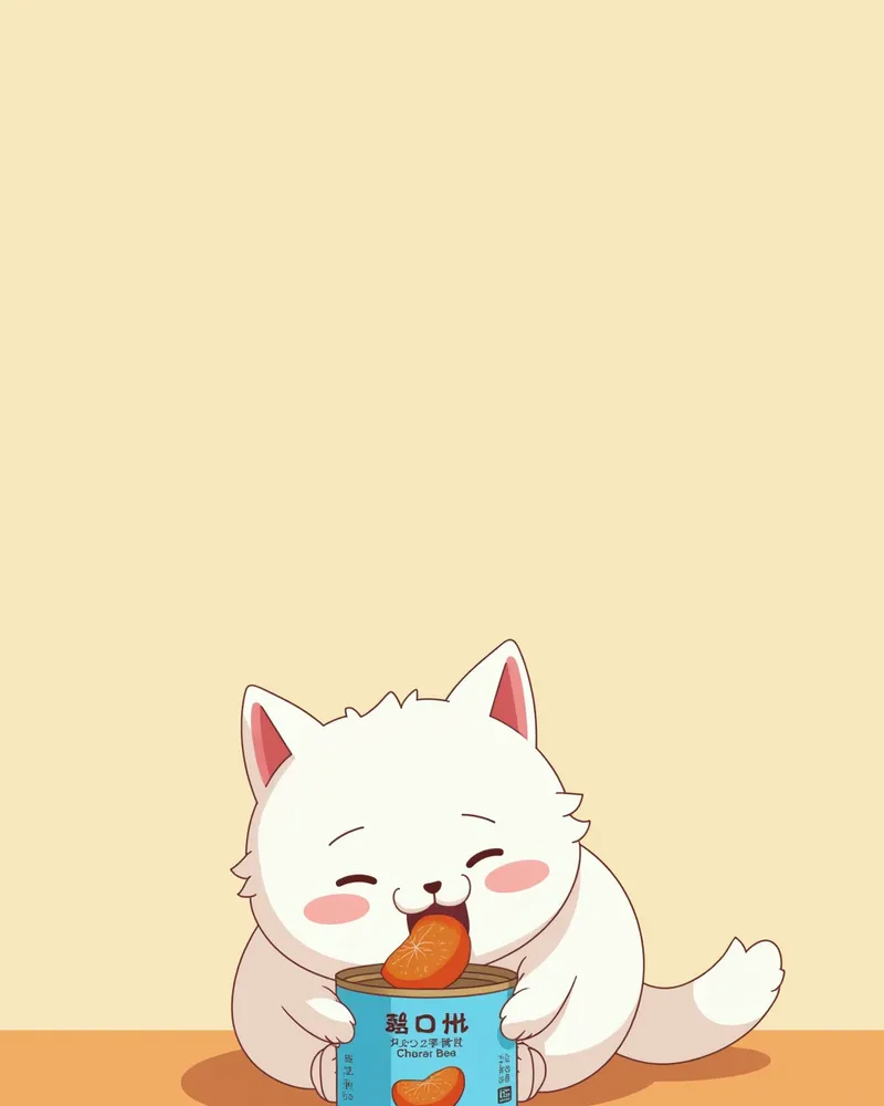 레이디스 키드니 캔 사료를 먹는 고양이