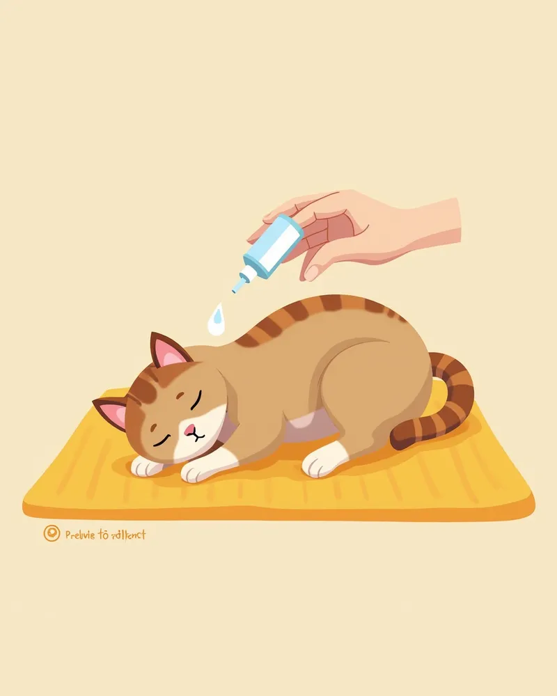 고양이에게 눈약을 주는 모습