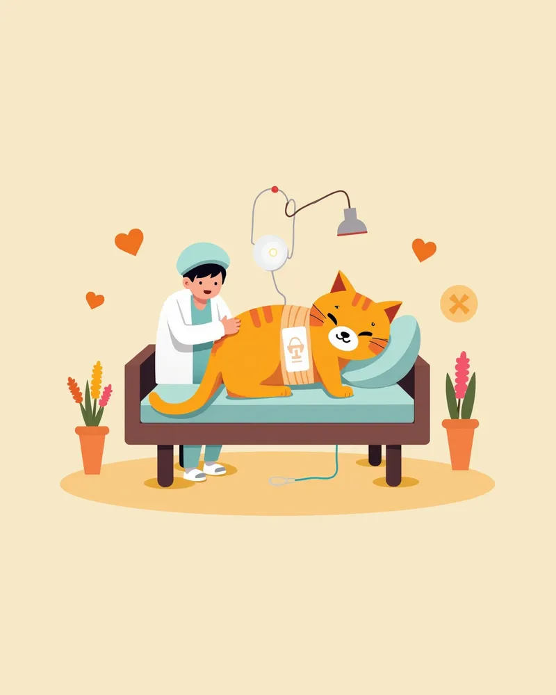 고양이 수술 후 회복 중 모습