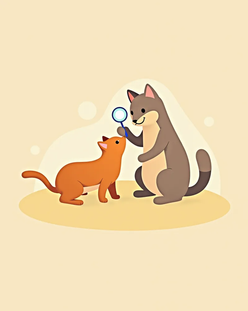 수의사가 고양이 비강 부위를 진찰하는 모습