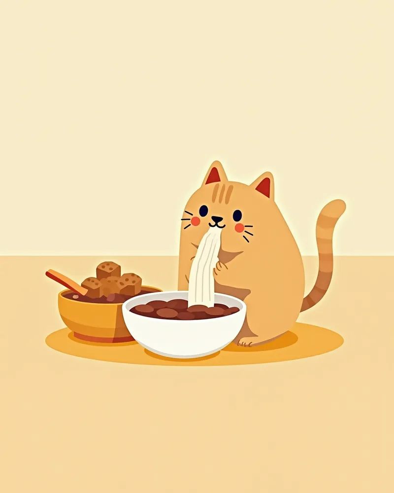 고양이 사료에 영양제 분말을 섞는 모습