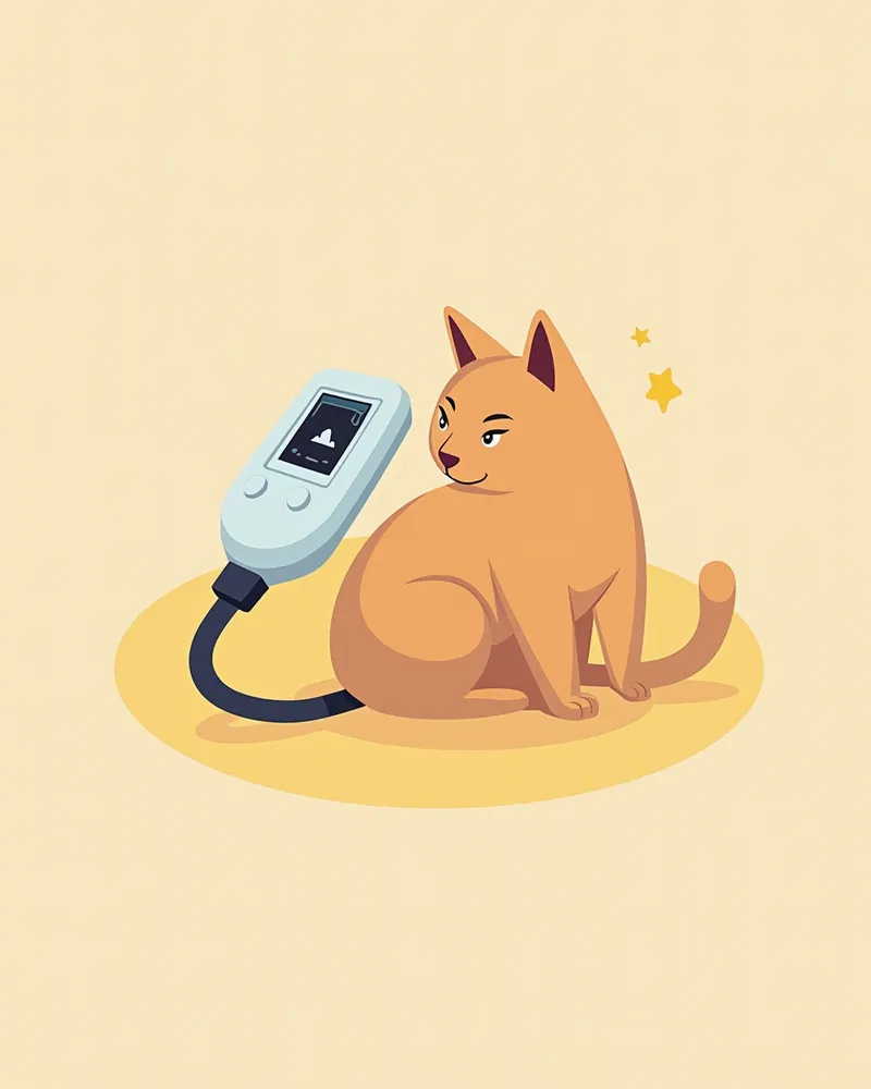 수의사가 고양이 눈 초음파 검사 중