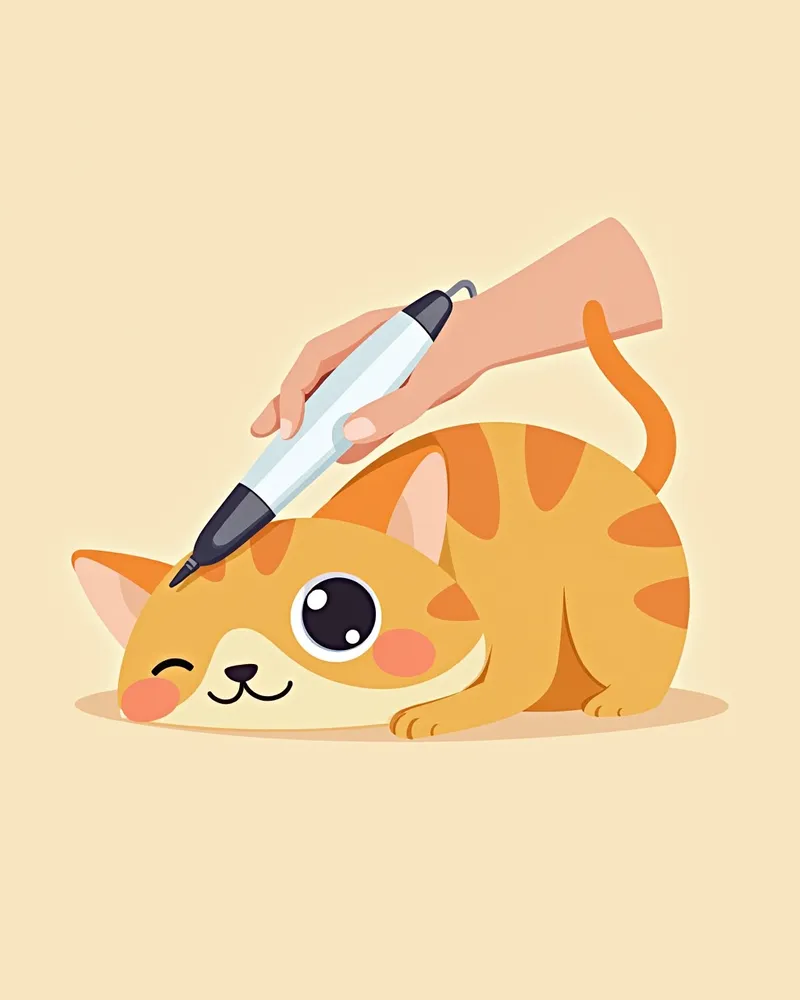 고양이 안구 초음파 검사 중 부드러운 접촉 모습