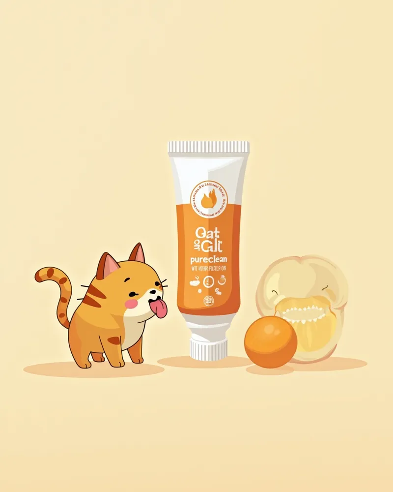 퓨어클린 젤 제품과 고양이 구강 세정 장면