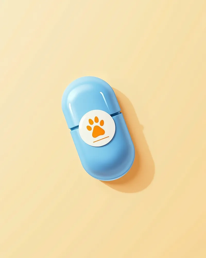 파란색 캡슐 포장에 고양이 발자국이 새겨진 제품 이미지