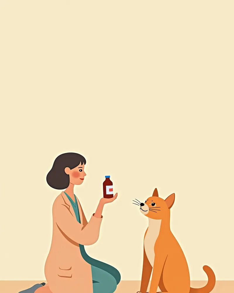 수의사가 고양이 흉수 보조제를 들고 있는 모습