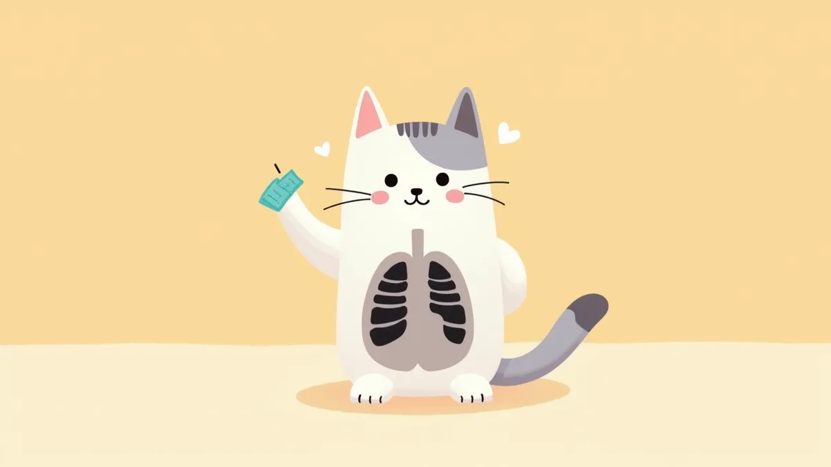 고양이 기흉의 X-ray 영상, 폐가 수축된 상태