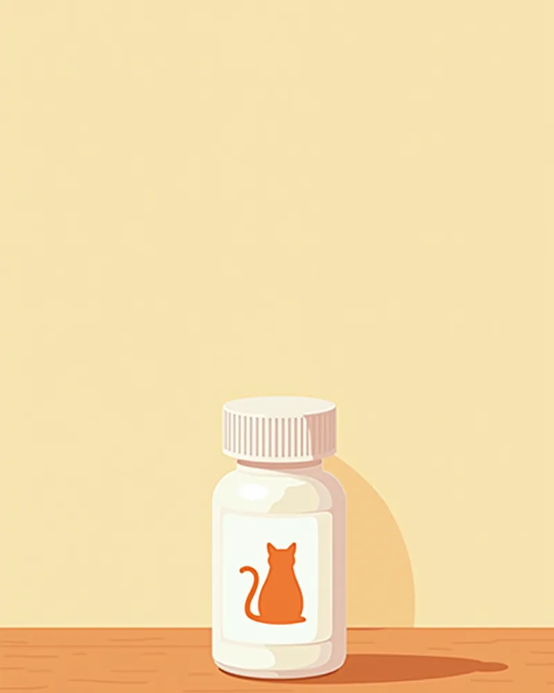 고양이를 상징하는 라벨이 붙은 캡슐 병
