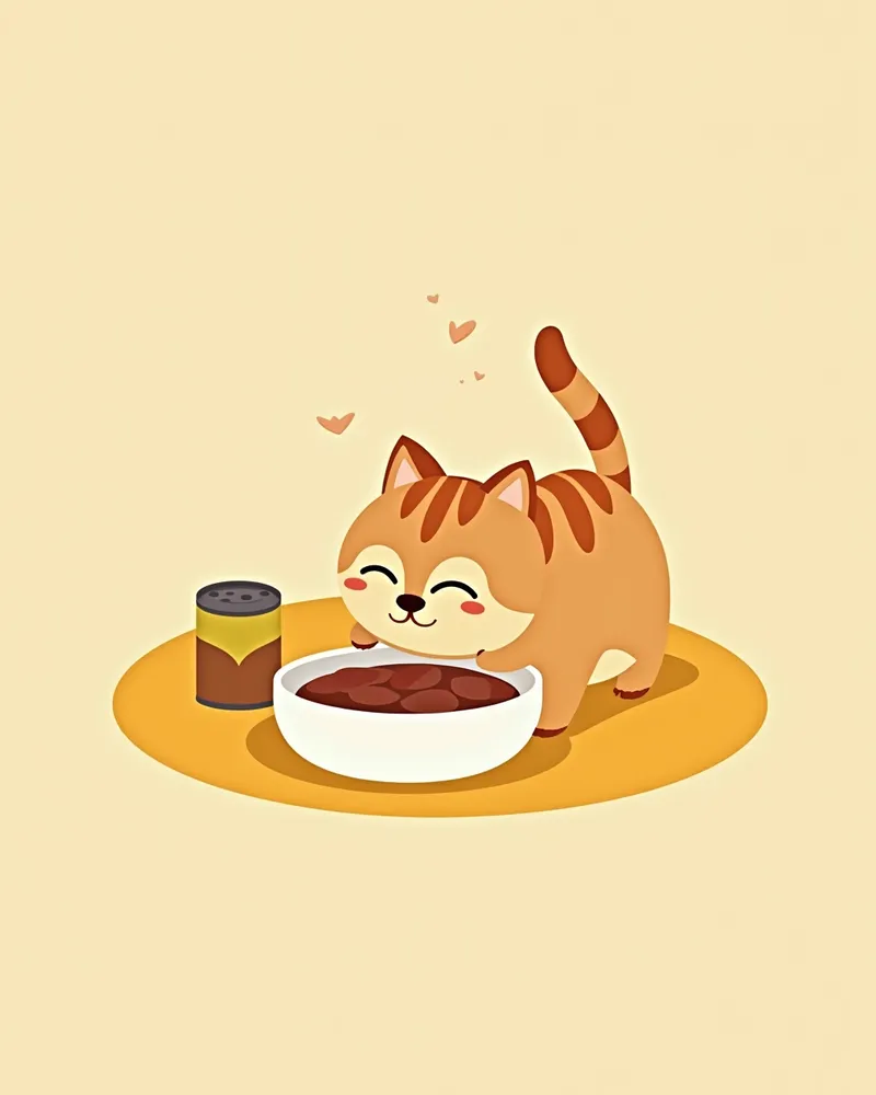고양이가 캔 사료를 즐겁게 먹는 모습