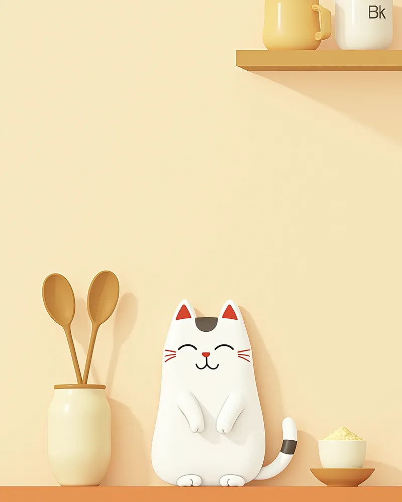 고양이 전용 분말 영양제와 함께 고양이가 있는 장면